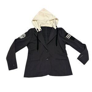 Miller Wendt Skull Jersey Blazer with Hood in a Blue/Grey Size Large